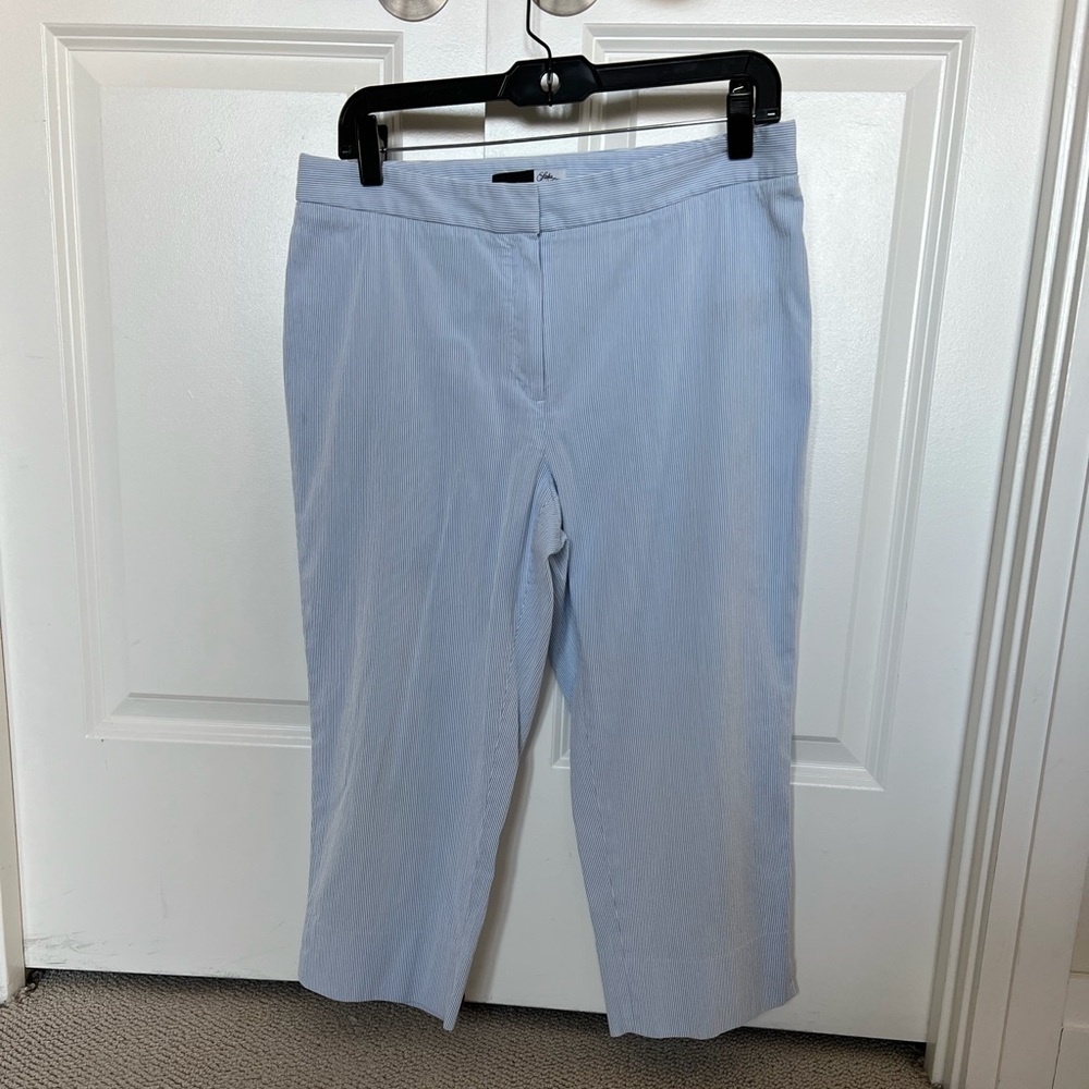 Seersucker Light Blue capri pants